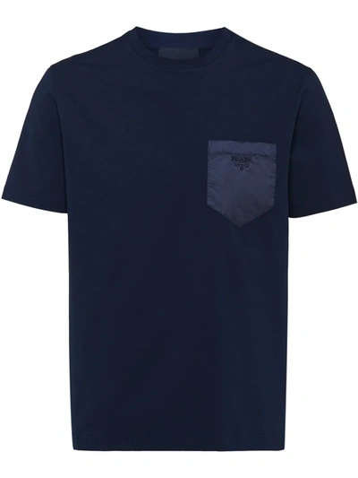Prada Contrast Pocket T-shirt In Blue