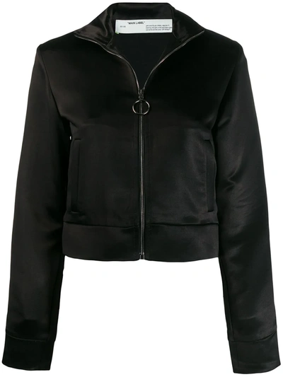 Off-white Contrast Stripe Zip-front Jacket In Black