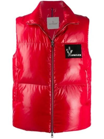 Moncler Padded Gilet In Red