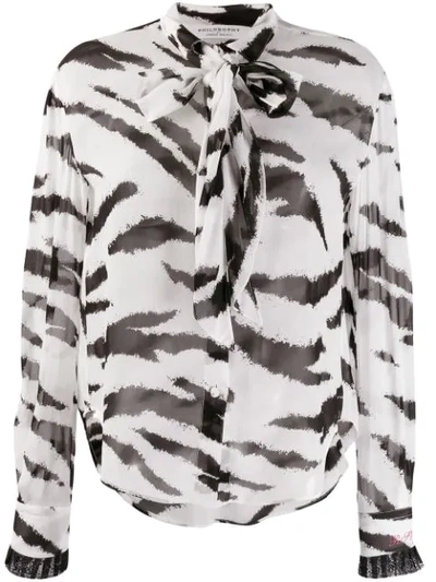 Philosophy Di Lorenzo Serafini Printed Bow Blouse In White/black