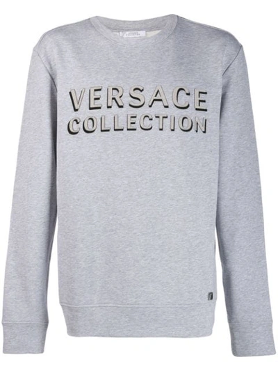 Versace Logo Printed Sweatshirt In Grey
