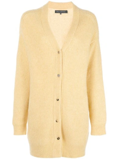 Sally Lapointe Ribbed Knit Cardigan In Yellow