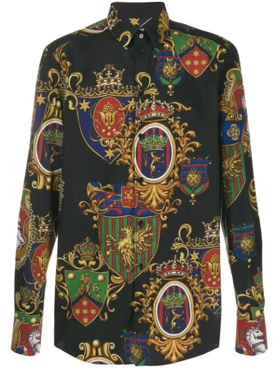 Dolce & Gabbana Baroque Print Shirt In Black