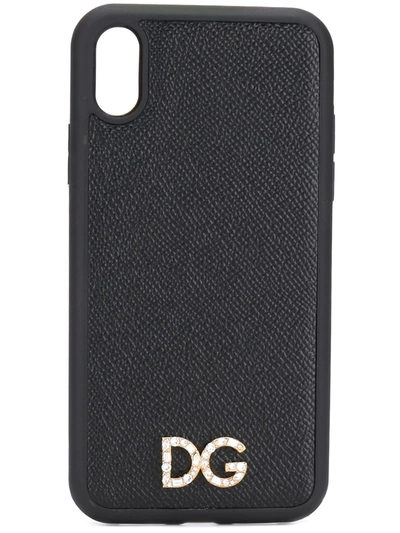 Dolce & Gabbana Crystal-embellished Logo-plaque Iphone Xs Max Case In Black