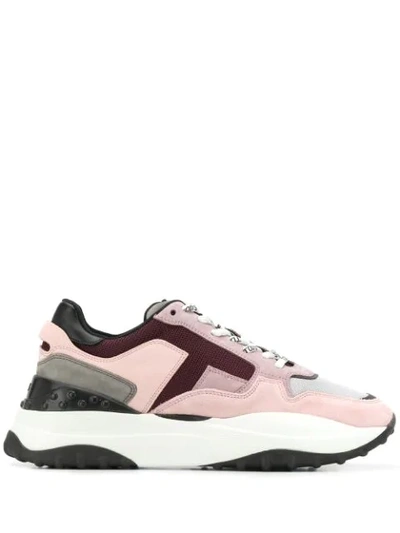 Tod's Sneakers In Suede Leather And Micro-net With Gommini In Light Pink