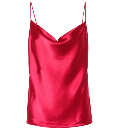 Galvan Raspbery Red Satin V-neck Camisole In Pink