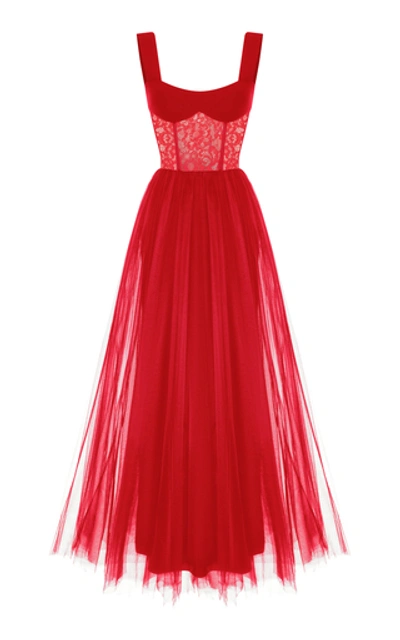 Rasario Women's Lace And Tulle Gown In Red