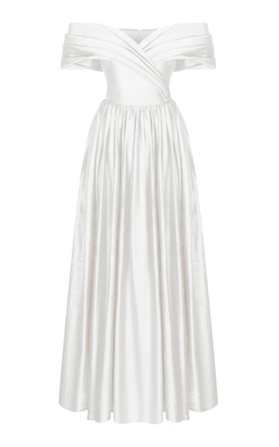 Rasario Off-the-shoulder Silk Corset Gown In White