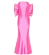 Rasario Bow-embellished Silk Corset Midi Dress In Pink