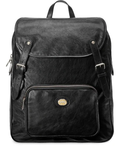 Gucci Men's Medium Leather Buckle Backpack In Black
