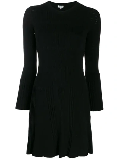 Kenzo Long-sleeved Knit Dress In Black