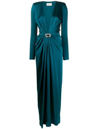 Alexandre Vauthier Belted Maxi Dress In Blue