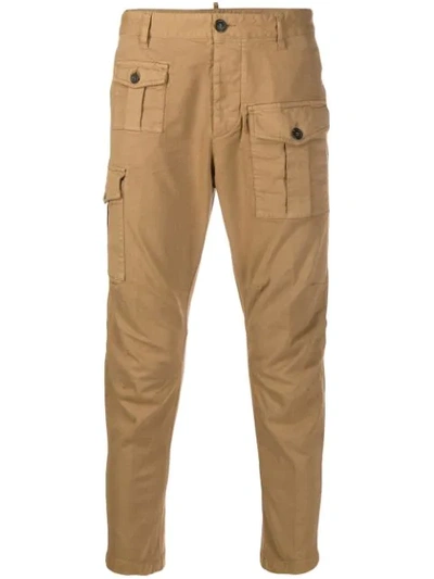 Dsquared2 Tapered Utility Trousers In Brown