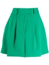 Styland Pleated Short Shorts In Green