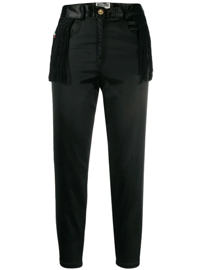 Pre-owned Moschino Fringed Cropped Trousers In Black