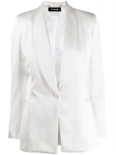Styland Shawl Collar Blazer In White