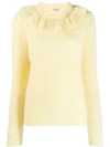 Miu Miu Ruffled Neck Sweater In Yellow