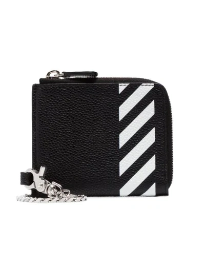 Off-white Black And White Leather Wallet With Chain