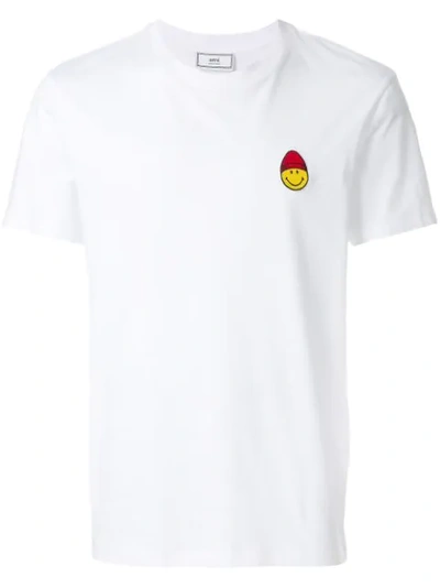 Ami Alexandre Mattiussi Crew Neck T-shirt Smiley Patch In White