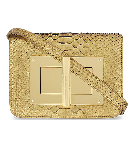 Tom Ford Natalia Small Python Clutch In Antique Gold | ModeSens