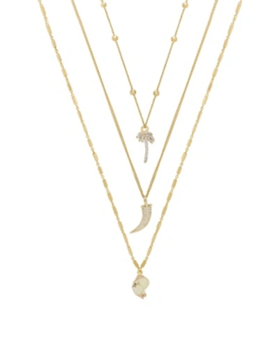 Ettika Set Of 3 Tropical Necklaces In Gold