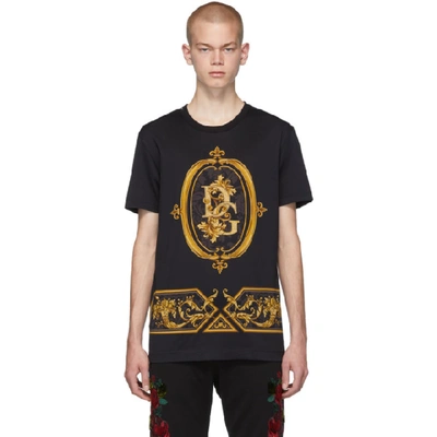 Dolce & Gabbana Dolce And Gabbana Black Sacro Logo T-shirt In Hnii4 Tappe