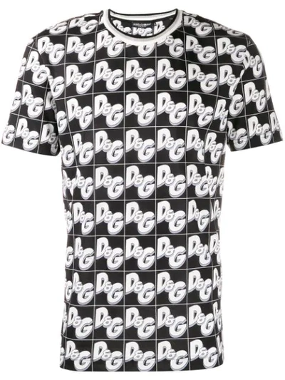 Dolce & Gabbana Dolce And Gabbana Black All-over Logo T-shirt