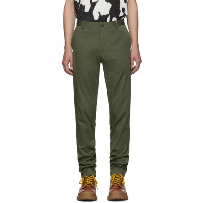 Burberry Green Shibden Chino Trousers In Military Gr