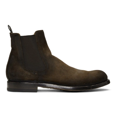 Officine Creative Distressed Chelsea Boots In Sigaro Brwn