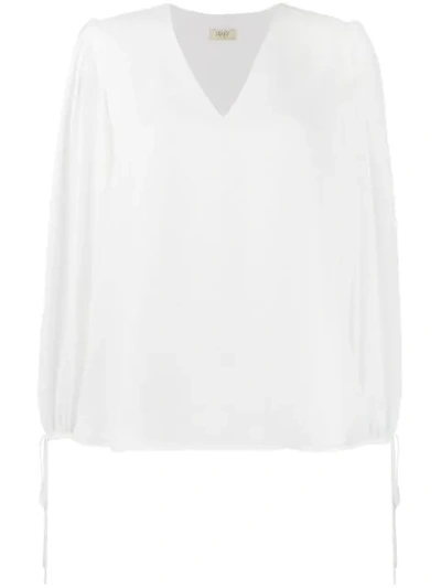 Liu •jo V-neck Long Sleeve Blouse In White