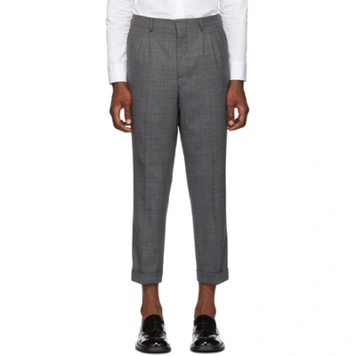 Ami Alexandre Mattiussi Black And Grey Pleated Carrot Trousers In 002 Blkgry