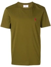 Ami Alexandre Mattiussi Crewneck Tee With Red Ami De Cour Patch In Green