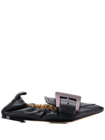 Chloé Buckle Detail Ballerina Shoes In Black