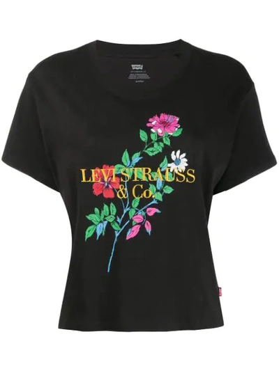 Levi's Floral Print T-shirt In Black