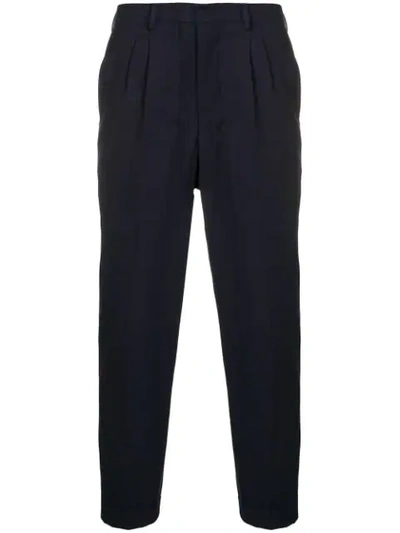 Ami Alexandre Mattiussi Pleated Carrot Fit Trousers In Blue