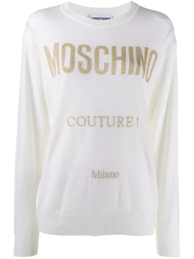 Moschino Glitter Detail Jumper In White