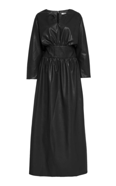 Deitas Hera Organic Vegan Leather Dress In Black