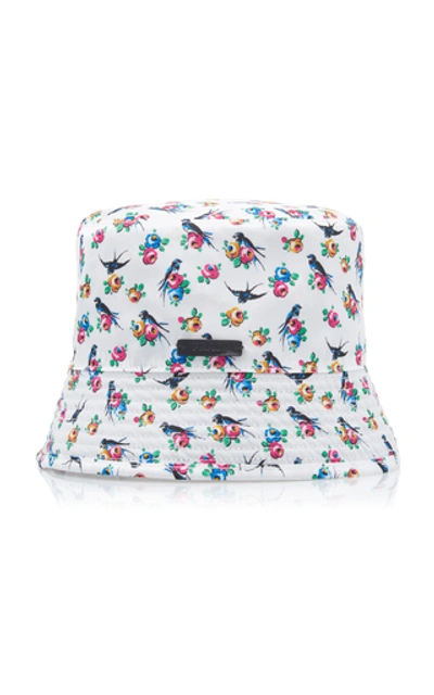 Prada Reversible Floral-print Bucket Hat In Black