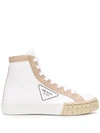 Prada Tyre-embossed High-top Gabardine Trainers In White