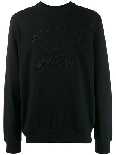 Paul & Shark Embroidered Logo Sweatshirt In Black