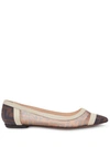 Fendi Colibrì Ff Motif Mesh Ballerina Shoes In Brown