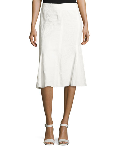 Calvin Klein Collection Linen Trumpet-back Skirt, White | ModeSens
