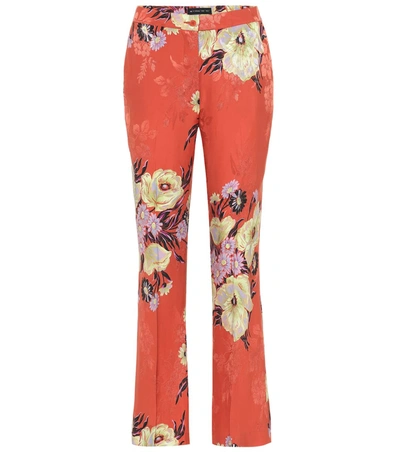 Etro Mid-rise Silk-blend Bootcut Pants In Orange