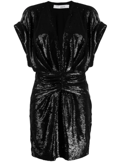 Iro Lilou Sequin V-neck Short-sleeve Dress In Black