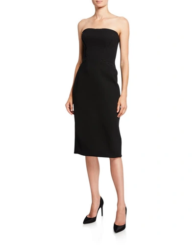 Zac Posen Strapless Crepe Cocktail Dress With Stitching In Black