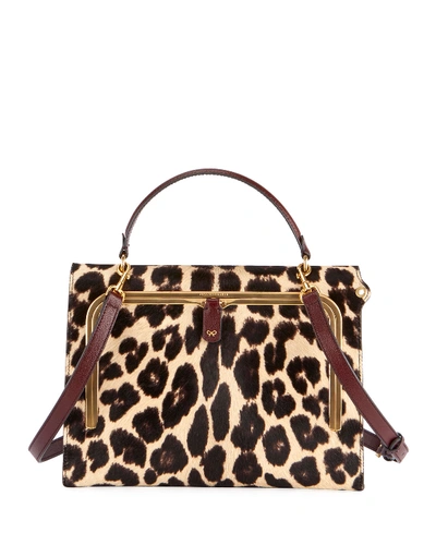 Anya Hindmarch Postbox Leopard Top-handle Bag With Pull-down Catch