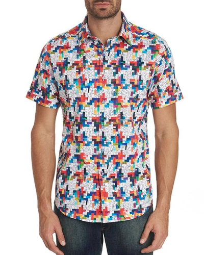 Robert Graham Men's Ransom Note Graphic Short-sleeve Sport Shirt In Multi