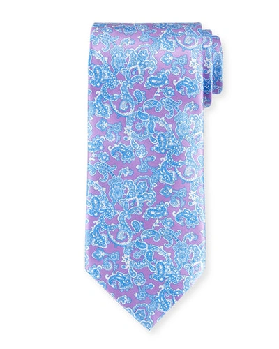 Stefano Ricci Paisley Silk Tie In Purple/blue