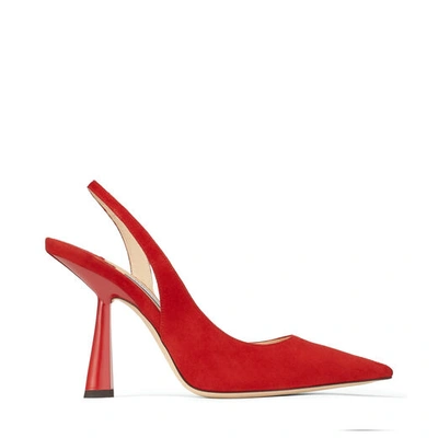 Jimmy Choo Fetto 100 Spitze Pumps Aus Rotem Wildleder In Red