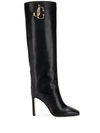 Jimmy Choo Mahesa 100 Embellished Leather Knee Boots In Black